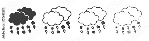 Cloud hail vector icon set in black and white color.