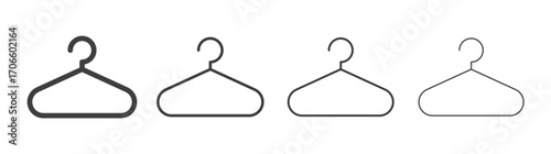 Clothes hanger vector icon set in black and white color.