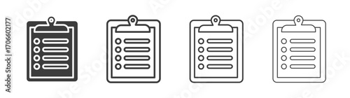 Clipboard vector icon set in black and white color.
