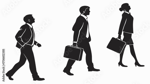 Vector Silhouettes of Business People Isolated on White Background