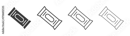 Candy-bar vector icon set in black and white color.