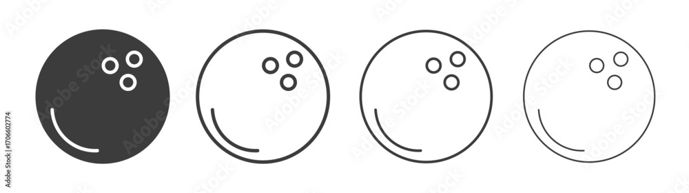 Fototapeta premium Bowling ball vector icon set in black and white color.