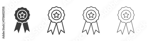 Award vector icon set in black and white color.