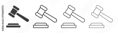 Auction vector icon set in black and white color.