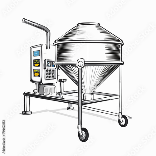 agricultural feed mixer line art drawing for livestock feeding system