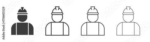 User helmet safety vector icon set in black and white color.