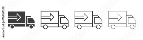 Truck arrow vector icon set in black and white color.