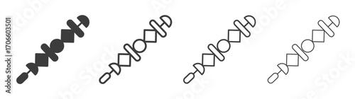 Skewer vector icon set in black and white color.