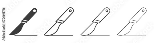 Scalpel path vector icon set in black and white color.