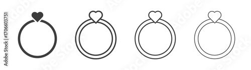 Ring vector icon set in black and white color.