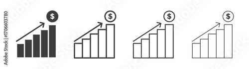 Revenue vector icon set in black and white color.