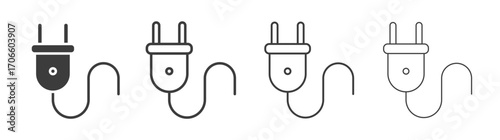 Plug vector icon set in black and white color.