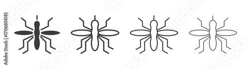 Mosquito vector icon set in black and white color.