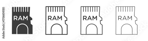 Memory vector icon set in black and white color.