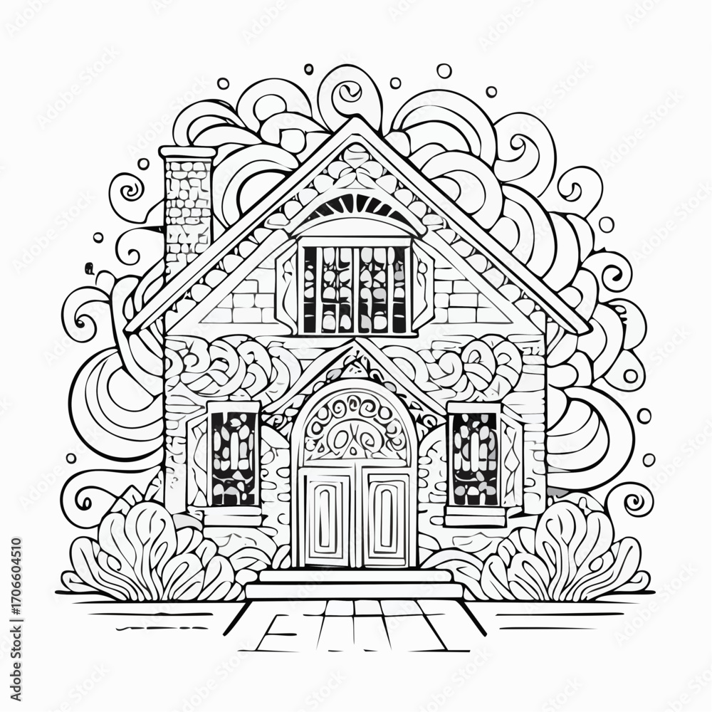 Naklejka premium stylized vector home layout with abstract line drawing