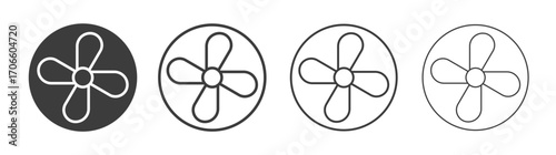 Fan vector icon set in black and white color.