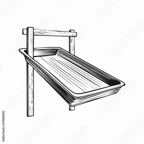 Simple Line Art Illustration of Feed Trough