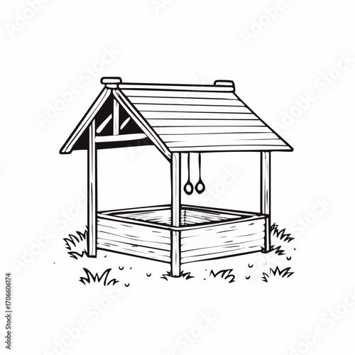 Simple Line Art Illustration of Feed Trough