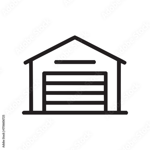Illustration of a garage this minimalist icon represents a building for storing vehicles, often attached to a house or as a separate structure, providing shelter and security