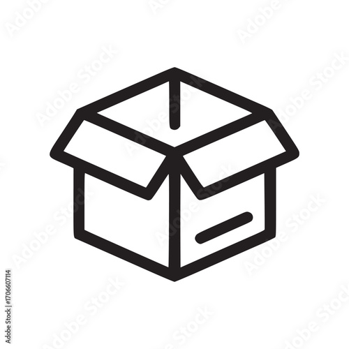 Illustration of an open box this minimalist icon represents a container used for packaging and shipping items, often associated with delivery, storage, and ecommerce