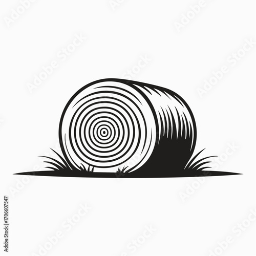 minimalistic hay bale line art design for stock images