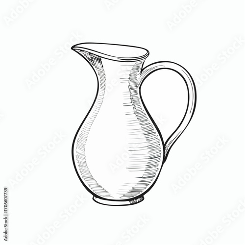 Minimalist brown jug line drawing traditional earthenware