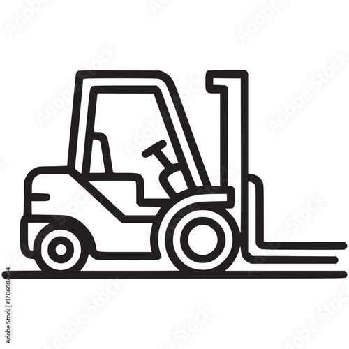Vector art of line art illustration of a forklift, , representing warehouse operations, material handling, and industrial equipment with a clean and simple design