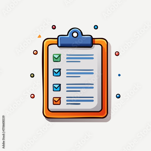 Pixel Art Clipboard With Checklist On White Background