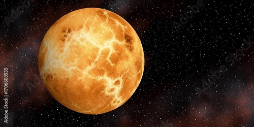 Planet Venus in space rotating the sun in the solar system