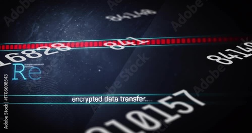 On loading progress bar sliding as numbers shifting and pointer creeping showing encrypted transfer