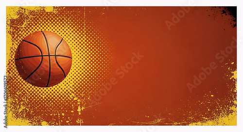 Basket ball banner in orage and yellow theme