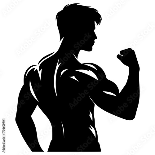 Silueta de retrato de hombre fuerte