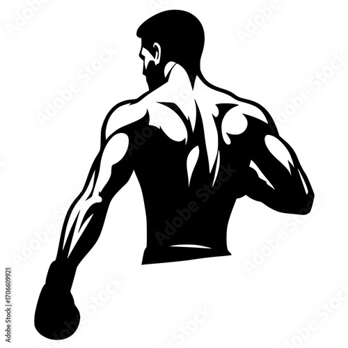 Retrato de silueta de un boxeador