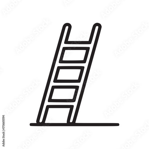 Illustration of a ladder the ladder is a simple, minimalist design, rendered in black lines against a clean white backdrop, making it suitable for various design applications