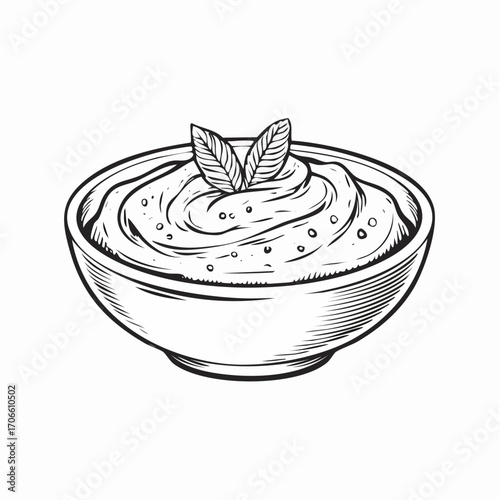 hummus line art vector minimalistic drawing food illustration