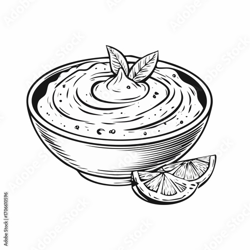 hummus line art vector minimalistic drawing food illustration