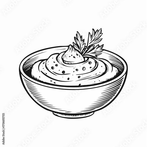 hummus line art vector minimalistic drawing food illustration