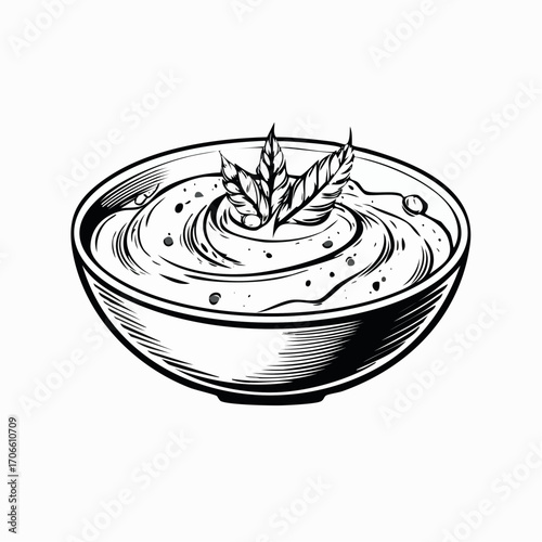 hummus line art vector minimalistic drawing food illustration