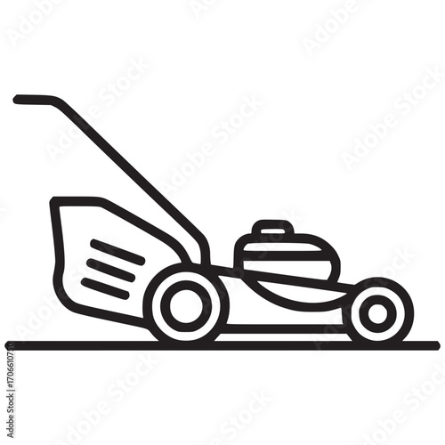 Illustration of a lawn mower the lawn mower is depicted in a minimalist style, with clean lines and a simple design, making it easily recognizable and suitable for various applications