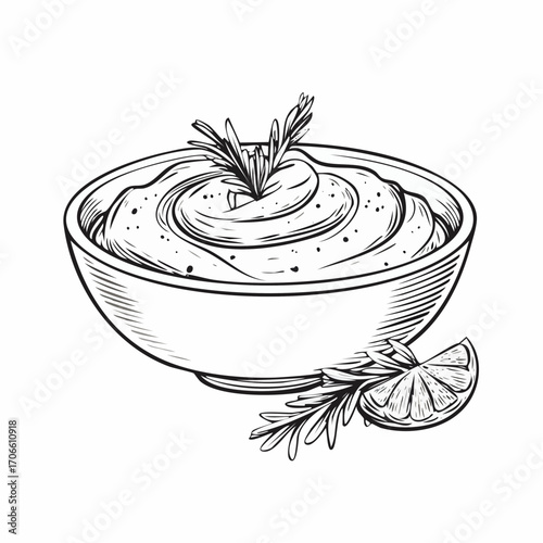 hummus line art vector minimalistic drawing food illustration