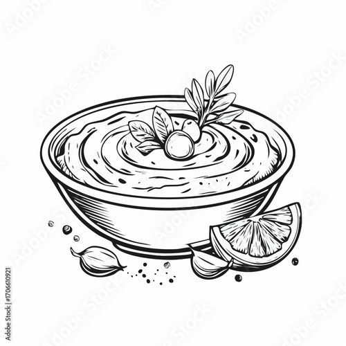 hummus line art vector minimalistic drawing food illustration