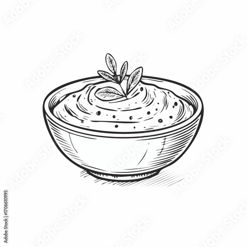 hummus line art vector minimalistic drawing food illustration