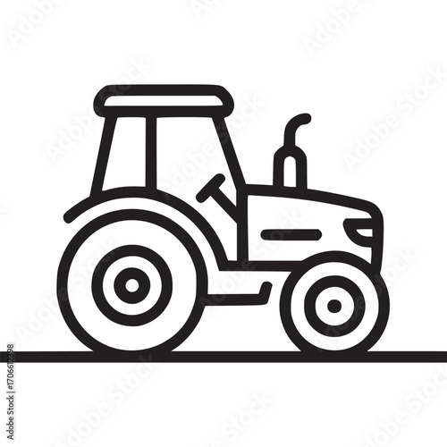 Illustration of a tractor the tractor is drawn in a simple, minimalist style, with clean lines and a focus on the essential elements of the vehicle the design is modern and versatile