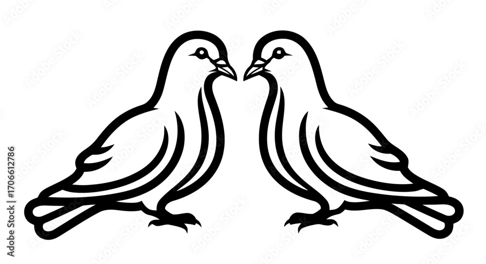 Naklejka premium Two doves facing each other