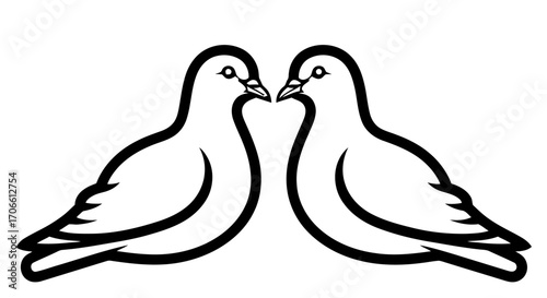 Two doves facing each other