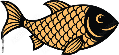 A beautifully detailed golden fish design with elegant scales and bold contrast. Perfect for aquatic themes, nature lovers, fishing fans, or decorative art enthusiasts.