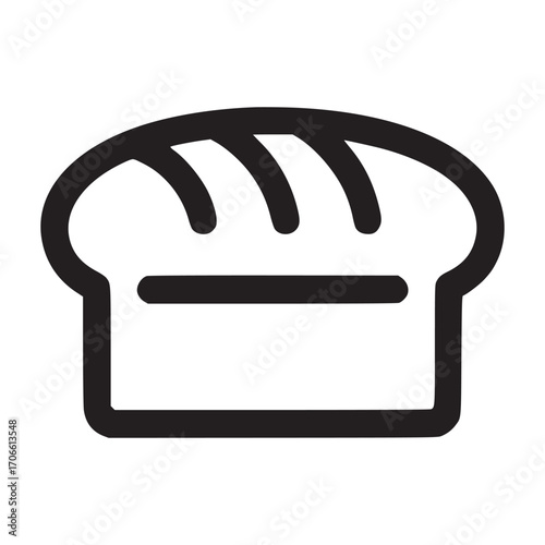 Illustration of a loaf of bread the bread is drawn with a thick black line and has a simple, minimalist design, making it suitable for use as an icon or graphic element