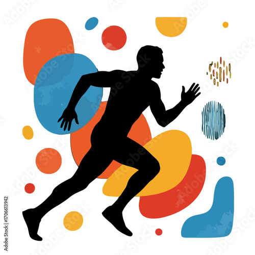Silhouette a runner in motion