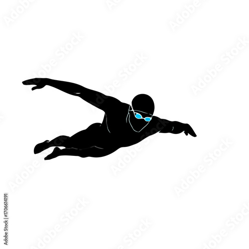 Silhouette a swimmer in butterfly stroke