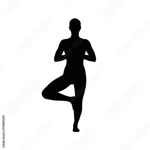 Silhouette a person in tree pose